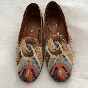 Stubbs & Wooton Needlepoint Slipper Tapestry Flats Loafers Women's Shoe Size 7